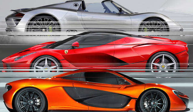 <strong>Porsche 918 Spyder｜ポルシェ 918スパイダー<br />Ferrari LaFerrari｜フェラーリ ラフェラーリ<br />McLaren P1｜マクラーレン P1</strong>