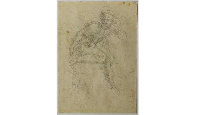 <strong>ART｜国立西洋美術館で『ミケランジェロ展―天才の軌跡』</strong>　ミケランジェロ・ブオナローティ ≪システィーナ礼拝堂天井画のための2つの裸体像習作≫ 1511-12年、黒石墨、黒炭/紙　フィレンツェ、カーサ・ブオナローティ所蔵 © Associazione Culturale Metamorfosi and Fondazione Casa Buonarroti 