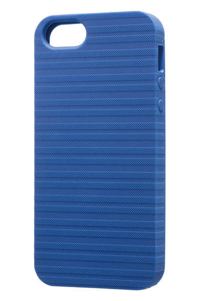 <strong>SoftBank SELECTION｜ソフトバンクセレクション</strong>　ホコリがつきにくい特殊コーティング仕様の「iPhone 5sシリコーンケース ボーダーデザイン」。オープン価格／SoftBank SELECTION オンラインショップ販売価格1920円