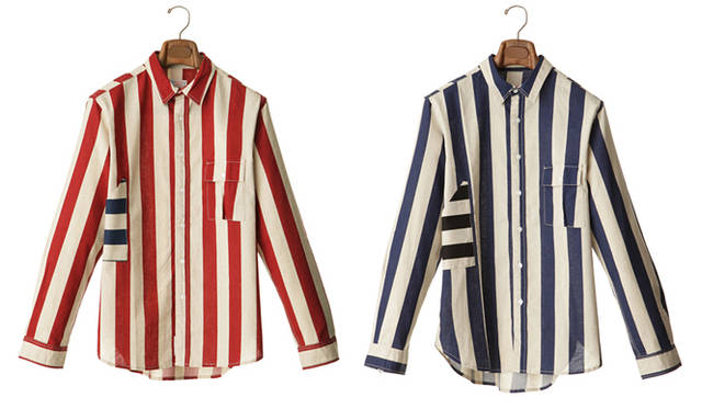 「UK Prison Blouson Stripes」レッド、ネイビー 各2万3100円