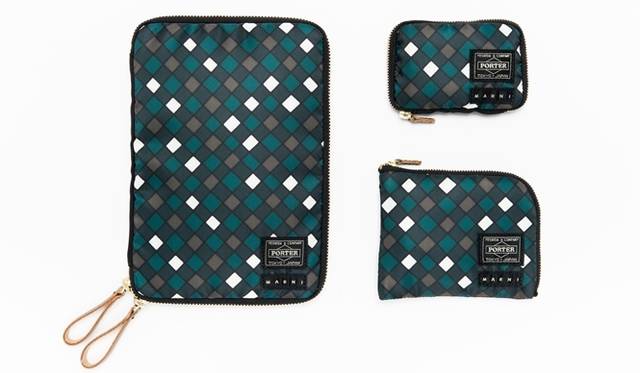 <strong>MARNI × PORTER｜マルニとポーターが長期にわたりコラボレーション</strong><br />（左)ipad mini cover 1万8000円<br />（右上）Card case 1万3000円<br />（右下）Zip Wallet 1万2000円　（値段はすべて税抜き）