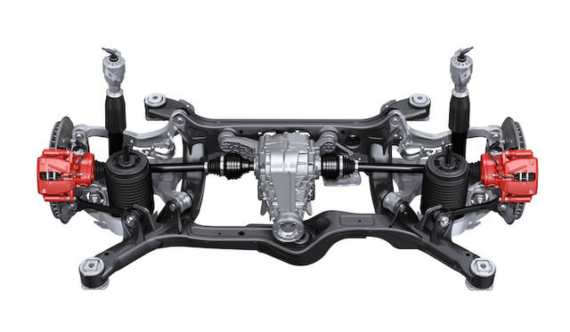 Macan rear axle. Photo shows optional air suspension.