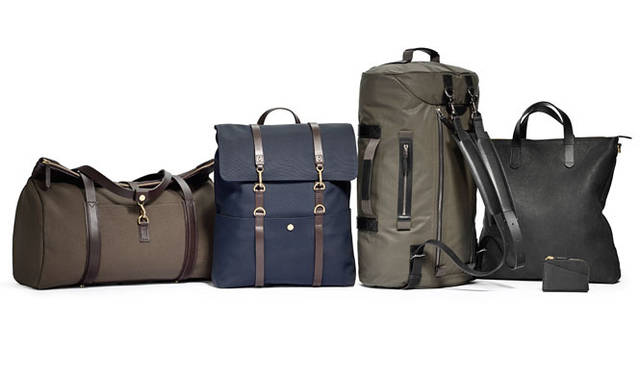 「M/S FABRIC Collection AW14」　左から、週末の旅行や短期出張、ジム通いにも最適な「 M/S Adventure」（W52×H23(35,5) ×D26 cm) 8万7000円、「M/S Backpack」6万4000円