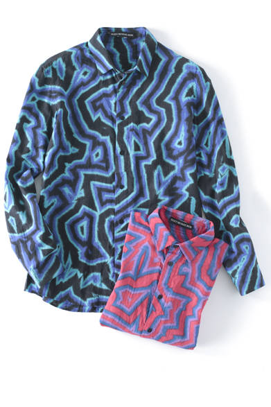 <strong>ISSEY MIYAKE MEN（イッセイ ミヤケ メン）</strong>　イナズマドリップシャツ各4万5360円（イッセイ ミヤケ メン／阪急メンズ東京3階）
