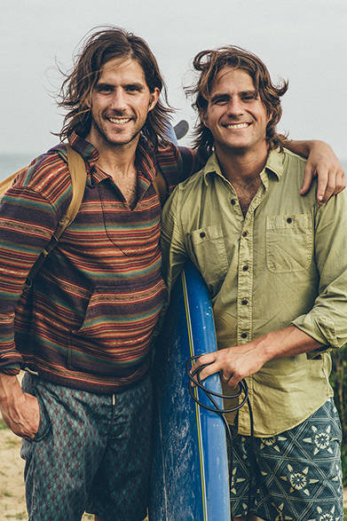 Mike (left), the twin brother who serves as designer for FAHERTY BRAND, and his older brother Alex