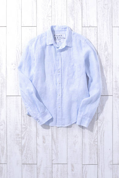 WOMEN'S | "BARRY", selected by designer Audrey McLauren for JOURNAL STANDARD. The coolness of linen is perfect for the upcoming season. Linen Border Shirt [JOURNAL STANDARD Exclusive] ¥23,000 (Frank & Eileen)<br />*Tax excluded price
