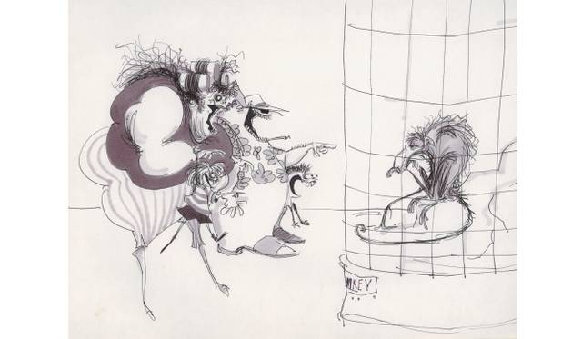 無題（カートゥーン） 1980-1986頃 25.4×33cm ペン・インク・鉛筆・紙 © 2014 Tim Burton