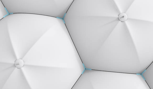 <strong>Hexagon</strong><br />An umbrella that connects people with magnets, fostering encounters.