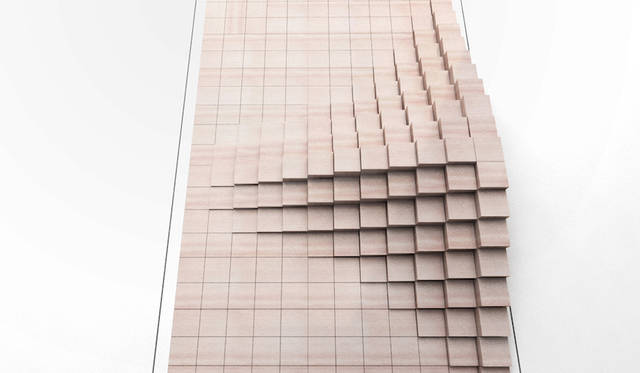 <strong>Slow Door</strong><br />A slow-motion door where 252 cubes open and close in a wave-like motion, making the space more tangible by delaying the time of passage.