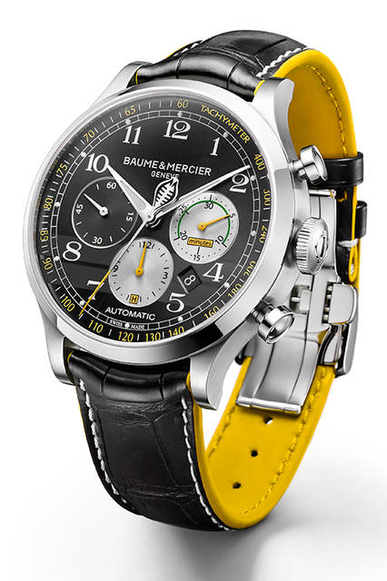 <strong>ケープランド シェルビー® コブラ 1963</strong><br />ケース｜ステンレススチール<br />直径｜44mm<br />厚さ｜14.95mm<br />ムーブメント｜自動巻き（Cal.7753ベース）<br />機能｜クロノグラフ（12時間積算計、30分積算計）、日付表示<br />ストラップ｜アリゲーター<br />防水｜5気圧<br />限定数｜1963本<br />発売時期｜2016年6月予定<br />予価｜47万5000円（税抜）