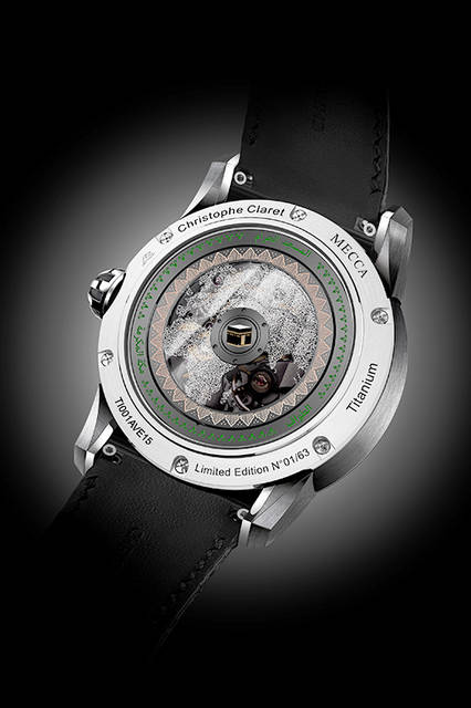 <strong>Mecca</strong><br />Case: Anthracite PVD-treated Grade 5 titanium<br />Diameter: 44mm<br />Thickness: 18.49mm<br />Movement: Self-winding (Cal.AVE15)<br />Strap: Alligator<br />Water resistance: 3 bar<br />Limited edition: 63 pieces<br />Availability: TBC<br />Price: ¥9,000,000 (excl. tax)