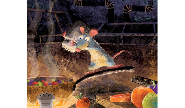 Harley Jessup (Layout: Enrico Casarosa) | "Color Script Study: Remy Cooking" | Ratatouille (2007) | Digital Painting | ©Disney/Pixar