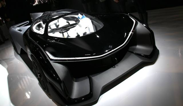 The EV concept "FFZERO1" from Los Angeles-based engineering company Faraday Future.