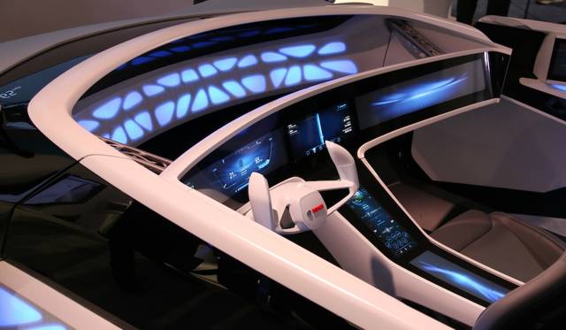 Bosch's demo unit, which introduced touchscreen technology that provides the tactile feel of real buttons, such as "rough" and "smooth." It received a CES Award.