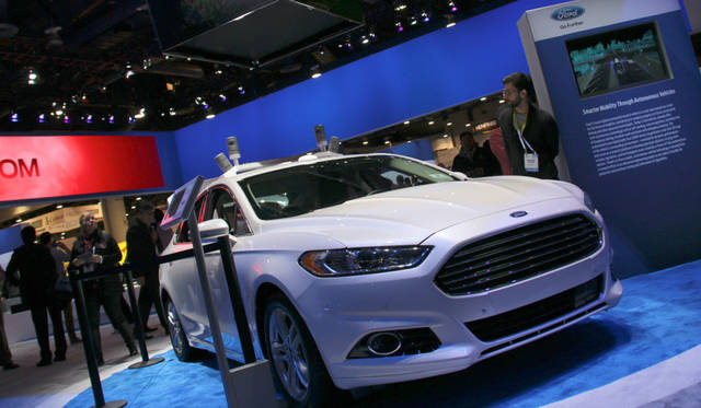 A self-driving car based on the Ford Fusion Hybrid. Testing continues with a fleet of 30 vehicles.
