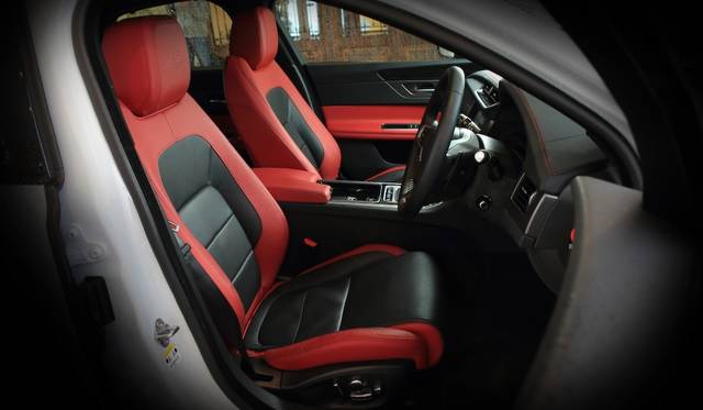 XF S seats are two-tone, with inner and outer color schemes reversed from Portfolio seats