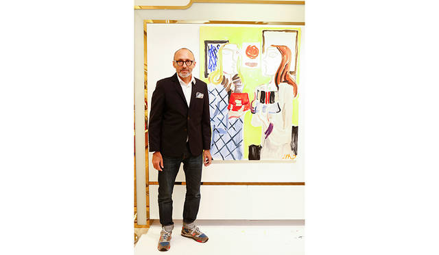 <strong>Jean-Philippe Delhomme<br>ジャン・フィリップ・デローム / ファッションイラストレーター</strong><br><br>1959年生まれ、パリ在住。ファッションイラストレーターとしてだけでなく、ペインター、ライター、ブロガーとマルチに活躍。<br>各分野の才能と鋭い探究心で、斬新な作品を生み出す。<br>『VOGUE』、『GQ』等数多くのグローバル誌にイラストを寄稿するほか、ブランドや企業の広告キャンペーンも手掛ける。<br>オリジナリティとシニカルなユーモアに溢れる作風で、全世界にファンを持つ。 <br><br>ライブペイント作品：Size W970 x H1301mm、水彩画