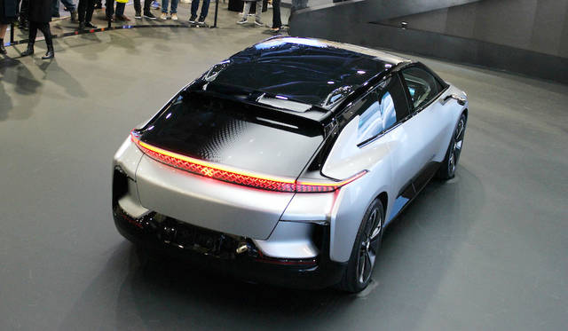 Faraday Future FF91. Specs are conspicuously designed to target rivals, such as its 0-60 mph acceleration of 2.39 seconds compared to the Tesla Model S's 2.5 seconds. Production is scheduled to begin in Nevada in 2018.