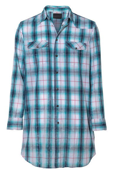 An ombré check shirt, essential for grunge fashion. Wear it over a t-shirt or tie it around your waist to add a touch of style. Shirt ¥35,000 (DIESEL BLACK GOLD)