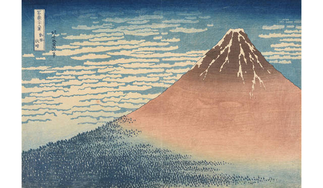 Katsushika Hokusai, "Thirty-six Views of Mount Fuji: Red Fuji," Ōban, early Tenpō era (c. 1830–34), Shimane Art Museum (Shinjo Collection) (On display Jan 17 (Thu) – Feb 18 (Mon))