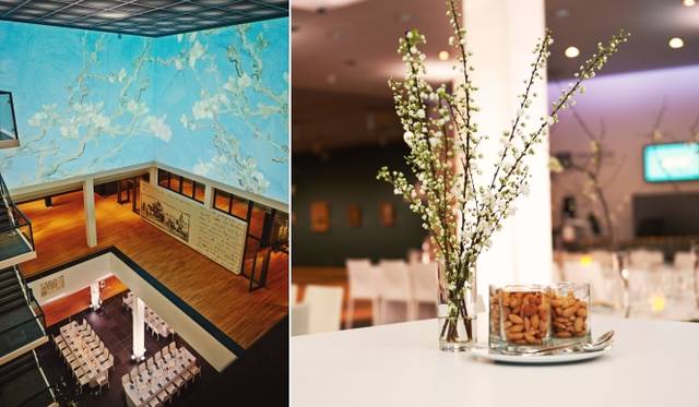 Venue decorated with almond branches