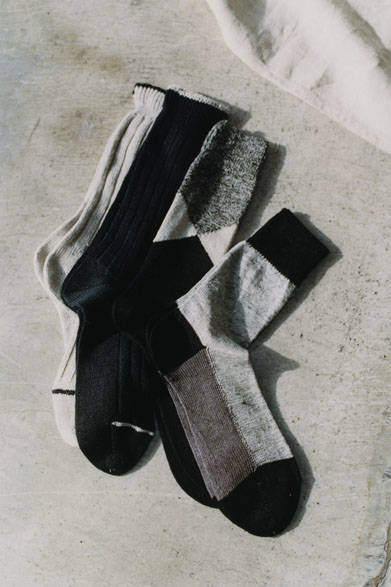 Socks From left to right: ¥3,240, ¥3,240, ¥3,780, ¥3,240 (all Margaret Howell)