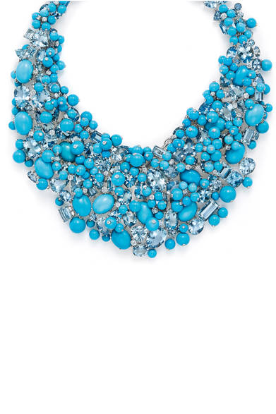 <strong>Tiffany & Co.</strong><br><br>A necklace lavishly adorned with turquoise, aquamarine, and diamonds.<br><br>© Tiffany & Co.