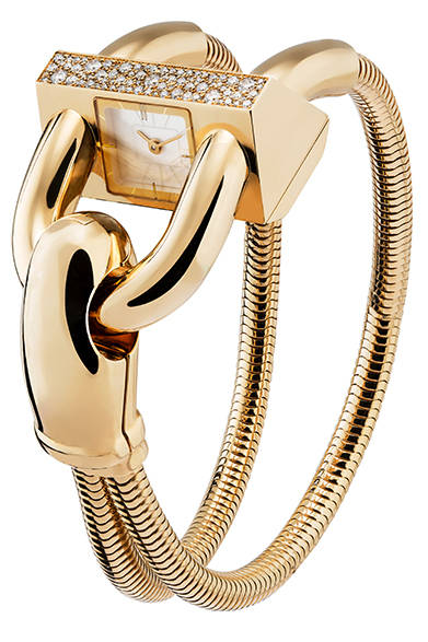Cadenas Watch Sertie Gold BraceletMaterials: Yellow gold, diamonds, mother-of-pearlMovement: QuartzPrice: ¥4,698,000