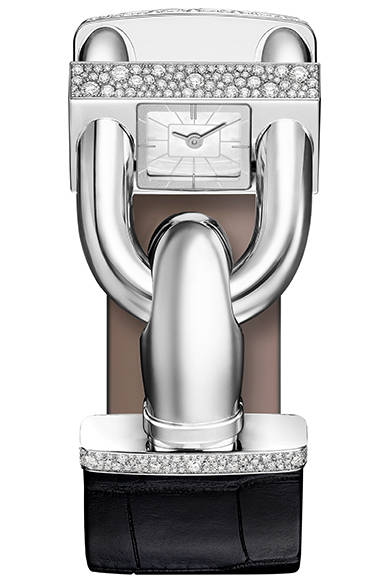 Cadenas Watch Sertie GoldMaterials: Yellow gold, diamonds, mother-of-pearl, alligator leather braceletMovement: QuartzPrice: ¥4,347,000