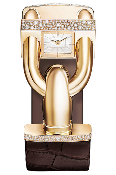 Cadenas Watch Sertie GoldMaterials: Yellow gold, diamonds, mother-of-pearl, leather braceletMovement: QuartzPrice: ¥4,023,000