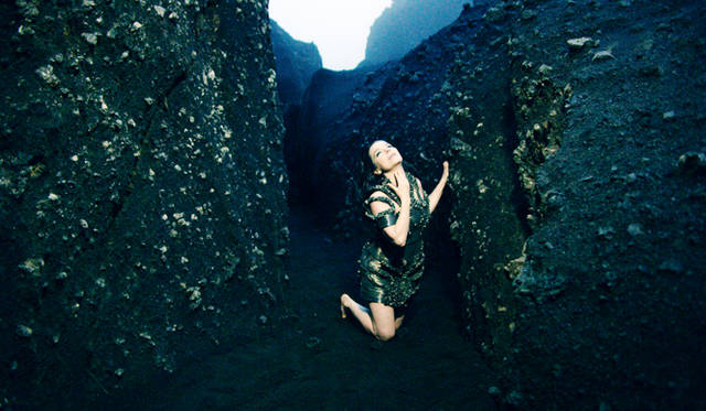 Bjork. Still from “Black Lake,” commissioned by The Museum of Modern Art, New York, and directed by Andrew Thomas Huang, 2015.<br>Courtesy of Wellhart and One Little Indian