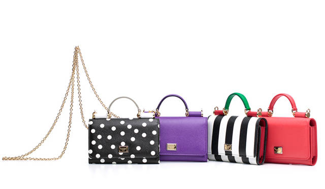 <strong>Petit & Colorful Bag</strong><br><br> <strong>DOLCE & GABBANA</strong><br><br>  As the name suggests, Dolce & Gabbana offers a mini bag designed to hold a smartphone. It has a small handle and a delicate gold chain. The vibrant stripe and leopard prints are particularly eye-catching. This glamorous petite bag from Dolce & Gabbana is sure to lift your spirits.<br><br> "Mini Phone Bag" [H10×W16×D3.5cm] (Stripe & Dots) ¥118,800, (Purple, Coral) ¥99,360.<br>DOLCE & GABBANA / DOLCE & GABBANA JAPAN 03-6419-2220