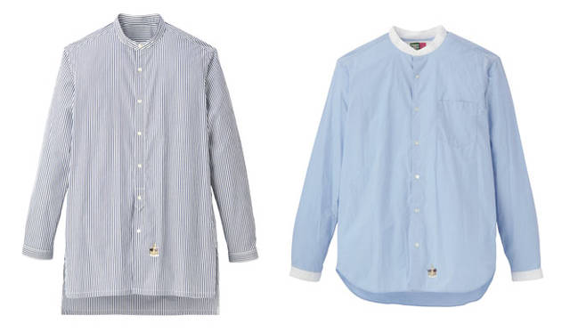 UNITED ARROWS & SONS × TAKEO KIKUCHI Left: Long Shirt ¥22,680 (Navy/M, L, XL), Right: Shirt ¥20,250 (White, Blue/M, L, XL)