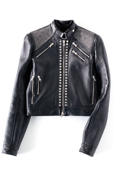 <strong>WOMENS | </strong> This leather jacket features striking metal details like studs and zippers. Its cropped length makes it a perfect match for elegant items like dresses. Despite its structured silhouette, it's crafted from soft lamb leather for comfortable wear. Leather Rider's Jacket ¥248,400 (DIESEL BLACK GOLD)