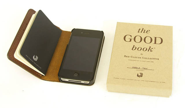 <strong>RED CLOUDS COLLECTIVE</strong><br />Book-style leather iPhone case "the GOOD book"