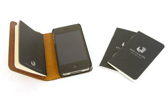 <strong>RED CLOUDS COLLECTIVE</strong><br />Book-style leather iPhone case "the GOOD book"