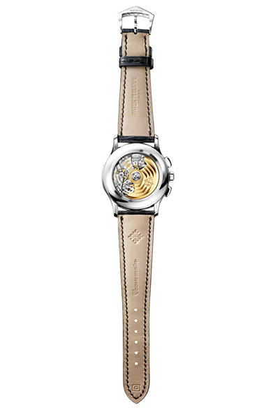 <strong>Calatrava Pilot Travel Time 5524</strong><br/>Case: 18K White Gold<br/>Diameter: 42mm<br/>Thickness: 10.78mm<br/>Movement: Self-winding (Cal. 324 S C FUS)<br/>Functions: Dual time zone display (local and home times shown by two separate hour hands), dual day/night indicators (corresponding to the two time zones), push-piece adjustment of the second hour hand (for local time), date display (pointer-type in a sub-dial at 6 o'clock)<br/>Strap: Calfskin<br/>Water resistance: 3 bar<br/>Release: Scheduled for Autumn 2015<br/>Estimated price: ¥5,432,400<br/>