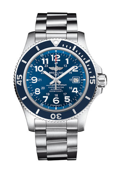 <strong>Superocean II 44</strong><br><br>Case: Stainless steel<br>Diameter: 44mm<br>Movement: Self-winding (Cal. 17)<br>Functions: Date display, Automatic helium escape valve<br>Bracelet: Stainless steel<br>Water resistance: 1500m<br>Release: Scheduled for Summer 2015<br>Price: ¥464,400