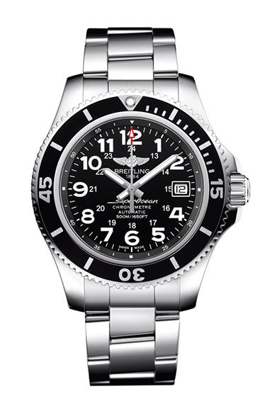 <strong>Superocean II</strong><br>Case: Stainless steel<br>Diameter: 44mm, 42mm, 36mm<br>Movement: Self-winding (Cal. 17)<br>Functions: Date display, Automatic helium escape valve (44mm case only)<br>Bracelet: Stainless steel<br>Water resistance: 1500m (44mm case), 500m (42mm case), 200m (36mm case)<br>Release: Scheduled for Summer 2015<br>Price: ¥464,400 (44mm case), ¥442,800 (42mm and 36mm cases)
