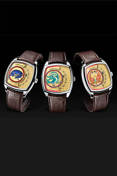 From left: Caper (7000S/000G-B002), Alcyon (7000S/000G-B003), and Vulture (7000S/000G-B001). Each model is one of 20 limited production pieces.