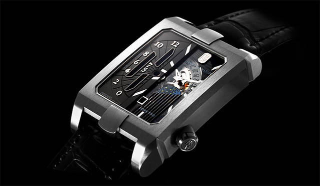 <strong>HW Avenue Dual Time Automatic</strong><br>Case | Zarium<br>Size | 53.8mm (L) x 35.8mm (W)<br>Thickness | 10.7mm<br>Movement | Automatic (Cal.HW3502)<br>Functions | Retrograde local time display (left half of dial), Day/Night indicator (linked to home time), Date display<br>Strap | Alligator<br>Water Resistance | 3 bar<br>Release | November<br>Estimated Price | ¥2,550,000 (excl. tax)
