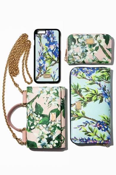 iPhone Case ¥21,600, Wallet ¥38,880, Wallet ¥68,040, Phone Bag ¥118,800 (clockwise from top left)
