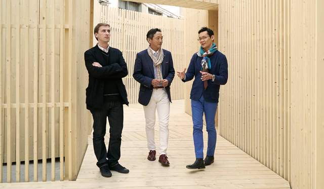 From left: Philippe Nigro, responsible for spatial design; Tsuneo Fukui, President of Lexus International; and Hajime Yoneda of "Hajime," responsible for taste.