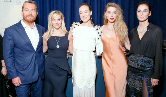 From left: Frederic Cumenal, CEO of Tiffany & Co., Reese Witherspoon, Olivia Wilde, Amber Heard, and Francesca Amfitheatrof, Design Directorphoto credit: Benjamin Lozovsky/BFAnyc.com