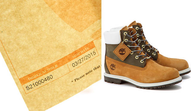 <strong>Timberland</strong><br />Custom Made Order System. Left: HOOKSET (sample). Right: 6-Inch Boot (sample).