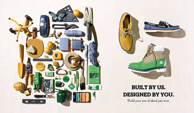 <strong>Timberland</strong><br />Custom Made Order System. "BUILT BY US DESIGNED BY YOU" visual.