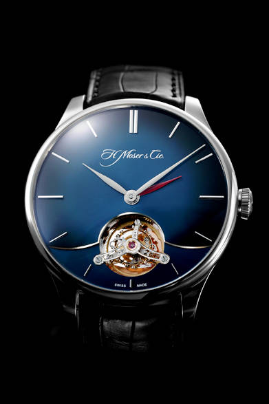 <strong>Venture Tourbillon Dual Time</strong><br />Case | 18k White Gold<br />Diameter | 41.5mm<br />Thickness | 14.3mm<br />Movement | Automatic (Cal. HMC 802)<br />Functions | Tourbillon, dual time zone display (red sub-hand indicates home time)<br />Strap | Alligator<br />Water Resistance | Daily water resistance<br />Release | Available Now<br />Estimated Price | ¥12,150,000<br />