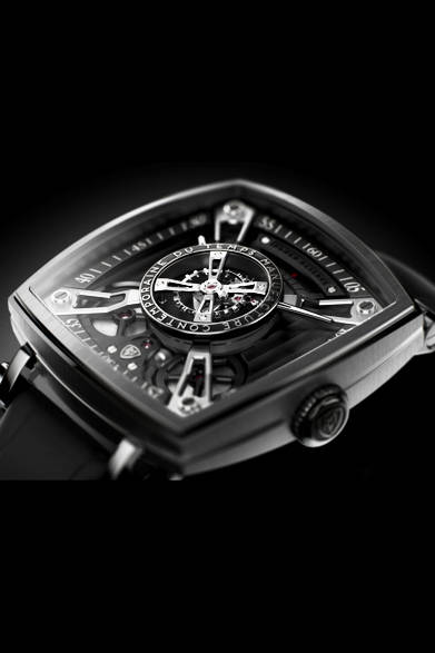 <strong>Sequential One F110</strong><br />Case | DLC-treated titanium<br />(Grade 5)<br />Size | 42mm x 42mm<br />Thickness | 14mm<br />Movement | Manual winding (Cal.MCT-F1.0)<br />Features | Power reserve indicator<br />Strap | Alligator<br />Water resistance | 3 bar<br />Release | Scheduled for September<br />Price | ¥7,000,000 (excluding tax)<br />