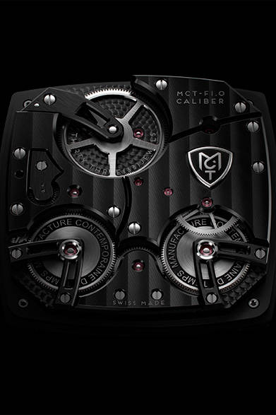 <strong>Sequential One F110</strong><br />Case | DLC-treated titanium<br />(Grade 5)<br />Size | 42mm x 42mm<br />Thickness | 14mm<br />Movement | Manual winding (Cal.MCT-F1.0)<br />Features | Power reserve indicator<br />Strap | Alligator<br />Water resistance | 3 bar<br />Release | Scheduled for September<br />Price | ¥7,000,000 (excluding tax)<br />