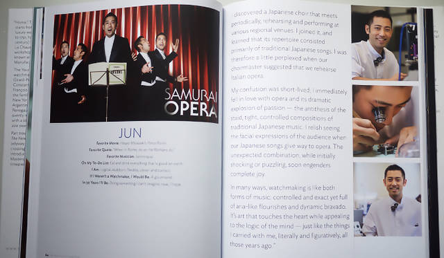 Uematsu, who sings tenor in the Japanese chorus group Mizu no Kai in Neuchâtel. The Girard-Perregaux book also introduces Uematsu's artistic side.
